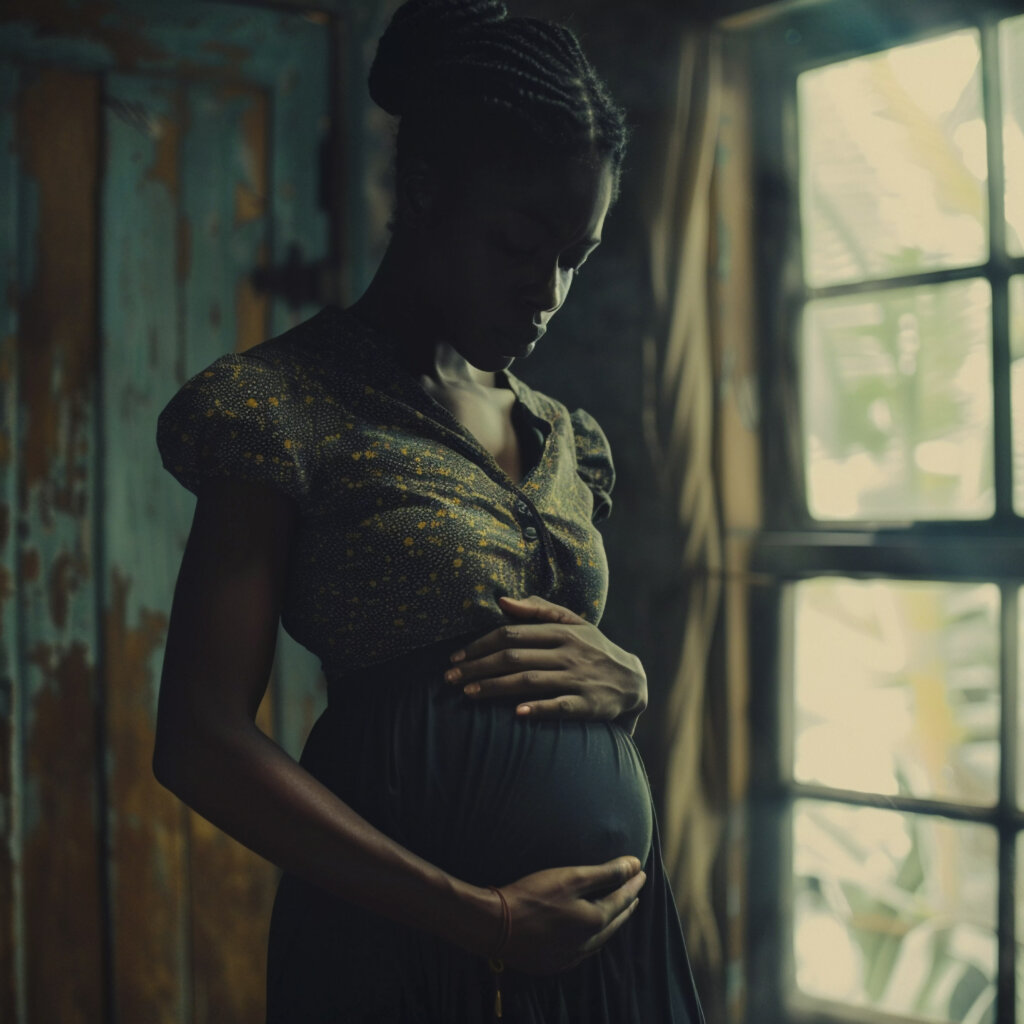 A pregnant woman holding her belly via Freepik