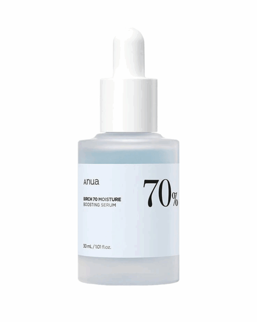A bottle of ANUA’s “Birch Moisture Boosting Serum” against a white background via koreanskincare.nl