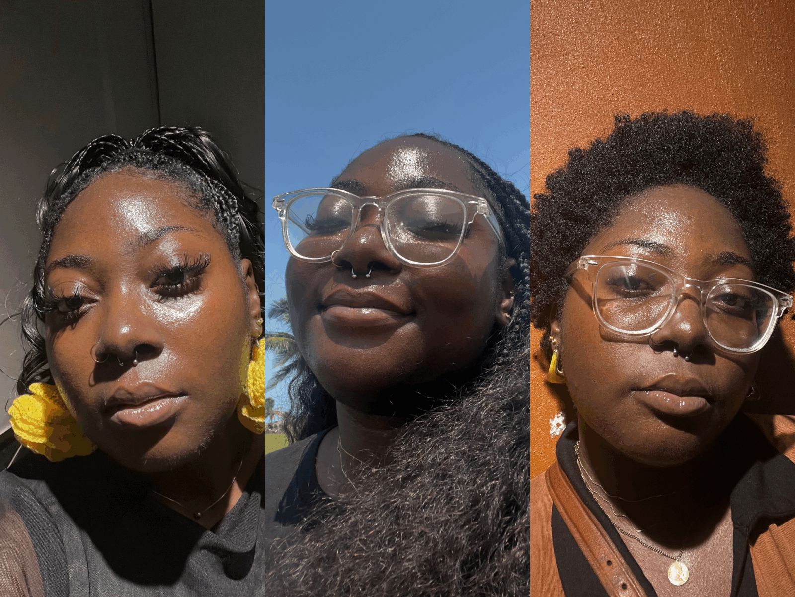 A collage of my bare face without make-up, in different lightings