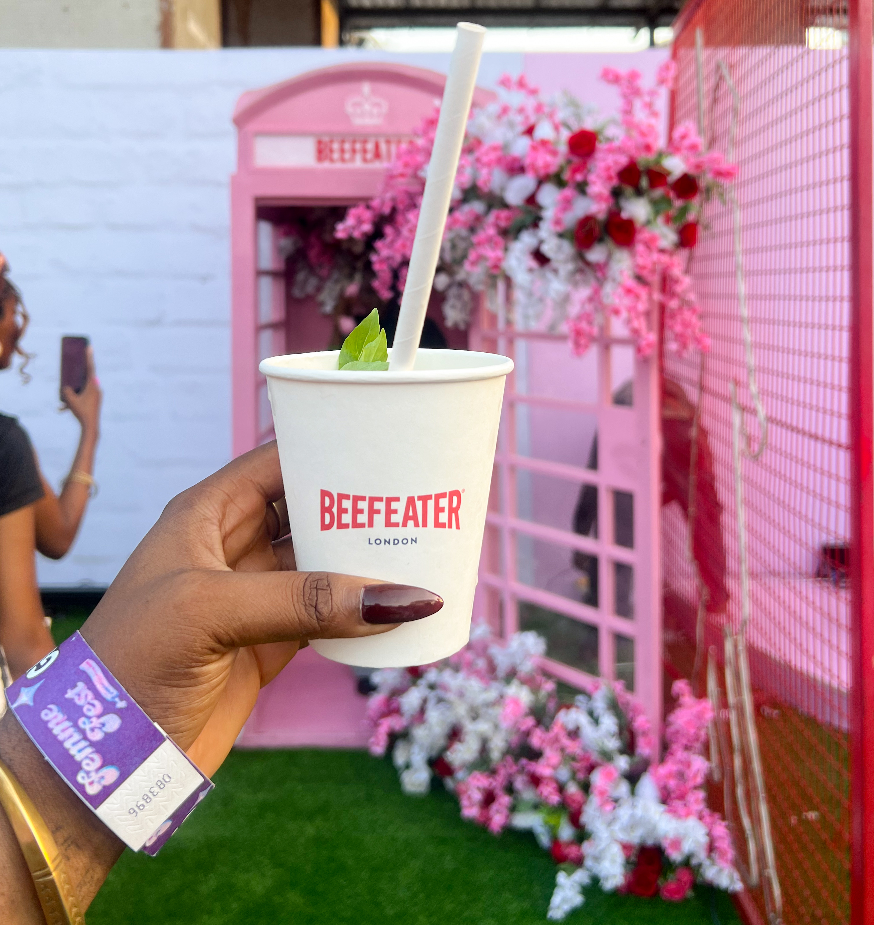 A Beefeater Pink cocktail at the Beefeater booth at Femme Fest Lagos 2025