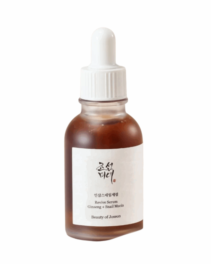 Hydrating serums for dry skin: A bottle of Beauty Of Joseon’s “Revive Serum: Ginseng + Snail Mucin” against a white background via beautyofjoseon.com 