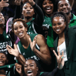 Group picture of the Nigerian female Basketball team D'Tigress at Paris 2024 via BBC Sport