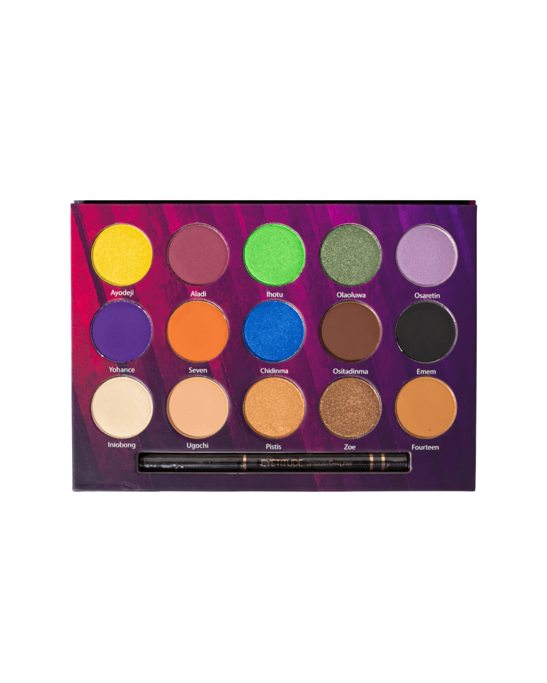 Arielle Eyeshadow Palette by Yanga Beauty against a white background via girlyessentials.com.ng