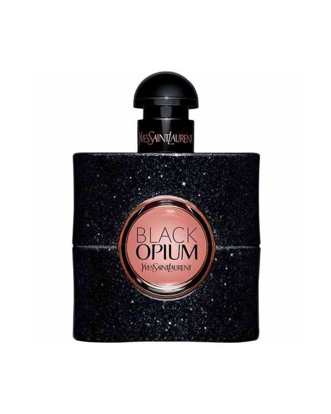 A bottle of Yves Saint Laurent’s “Black Opium” against a white background via essenza.ng