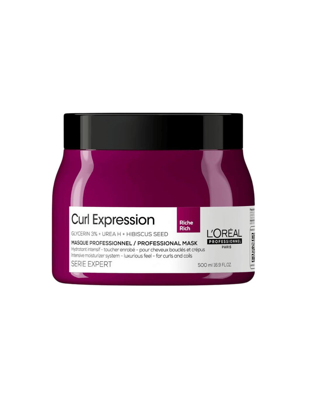 A jar of “Curl Expression Glycerin 3% + Urea H + Hibiscus Seed Hair Mask” by L'Oréal Professionnel Paris via beautyhutafrica.com