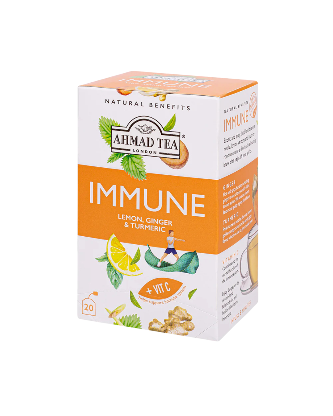 Natural Benefits: Immune by Ahmad Tea against a white background via ahmadteang.com