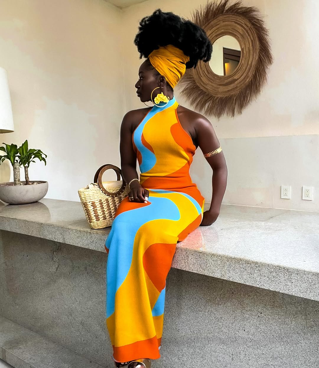 Christiana in a yellow head wrap via @kristline__ on Instagram