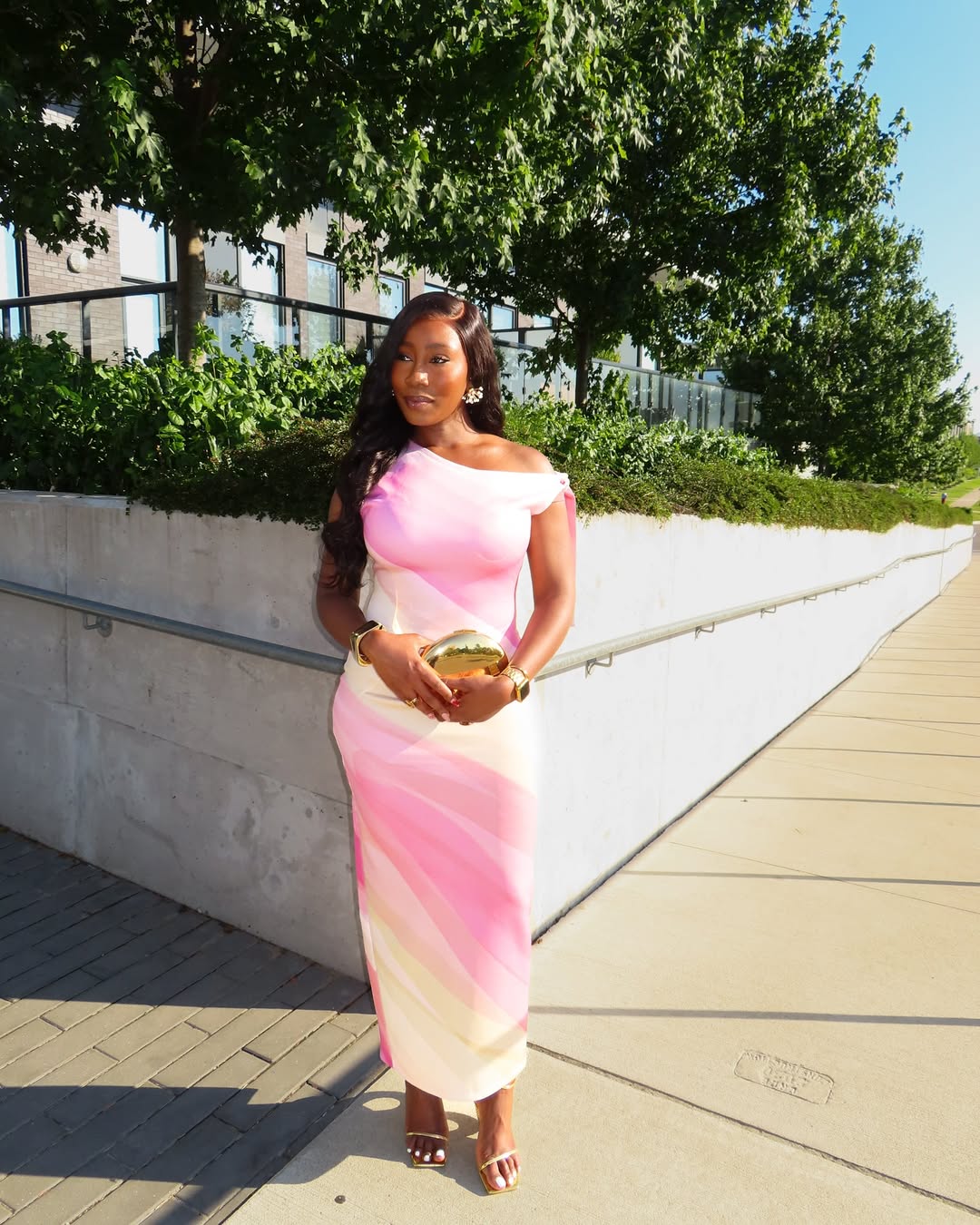 Tolu Aribisala wearing Richantee bodycon maxi dress in rosé ombre via @tolu.aribisala via Instagram