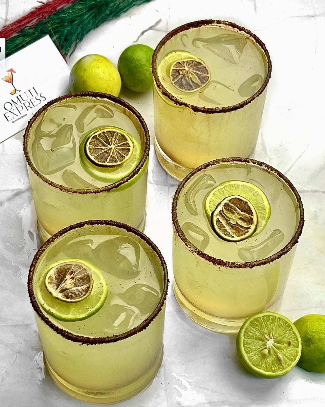 Glasses of spicy margarita via @Omutiexpress on Instagram