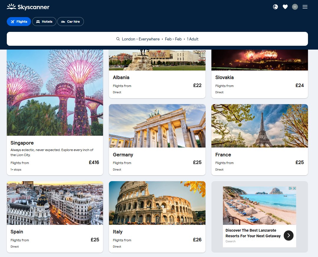 Skyscanner app user interface via @Skyscanner on X