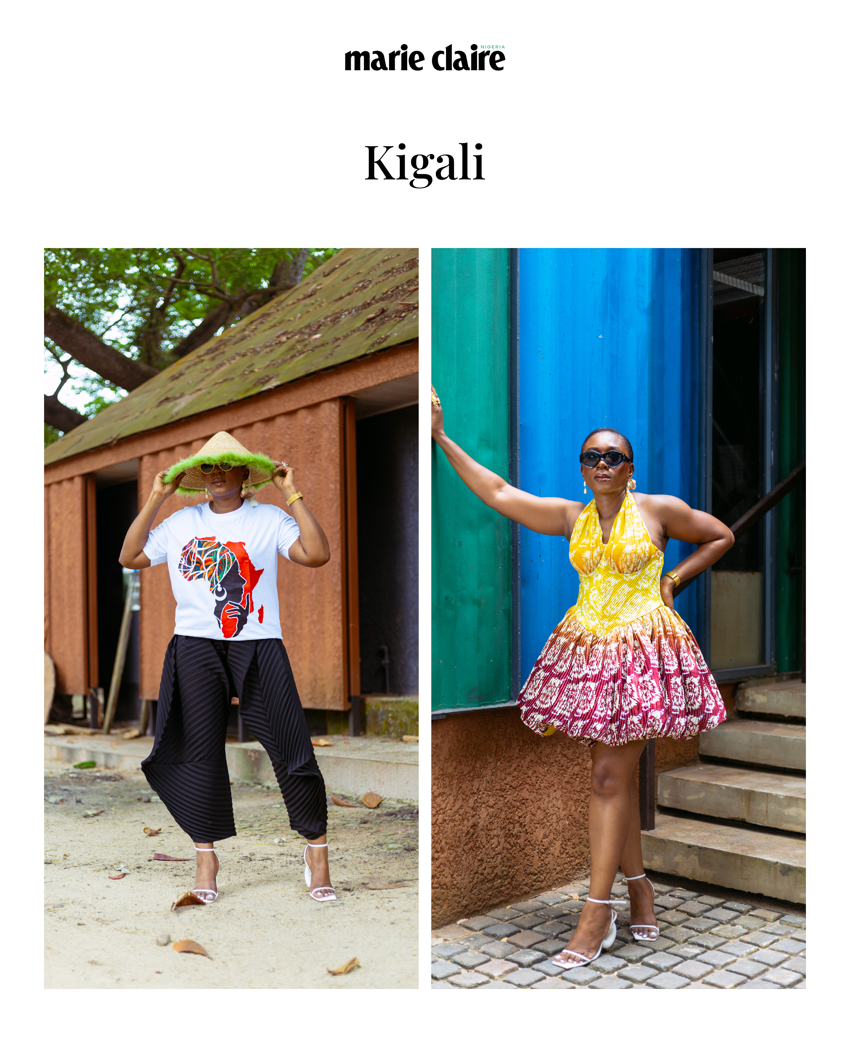 Fashion stylist, Rhoda Ebun, wearing MOBOS fashion motif t-shirt, Aladin trousers. Bibi Lawrence bubble dress. Bland 2 Glam accessories.