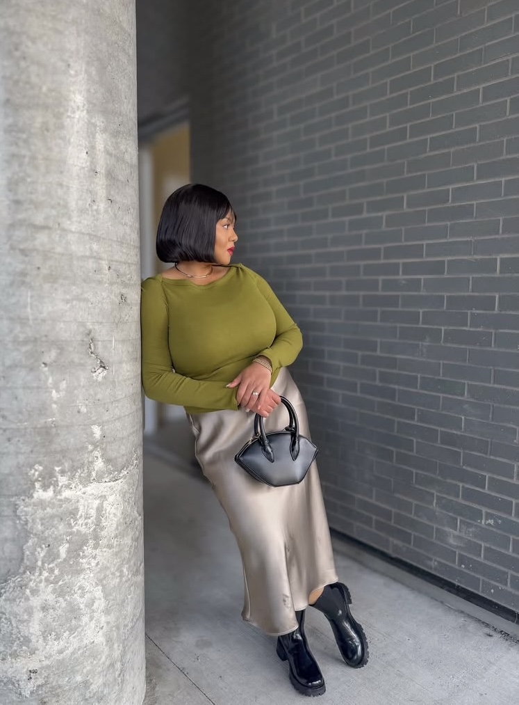 Fashion philosophy- Mariam Bakare in a green blouse and maxi skirt via @mory_coco on Instagram 