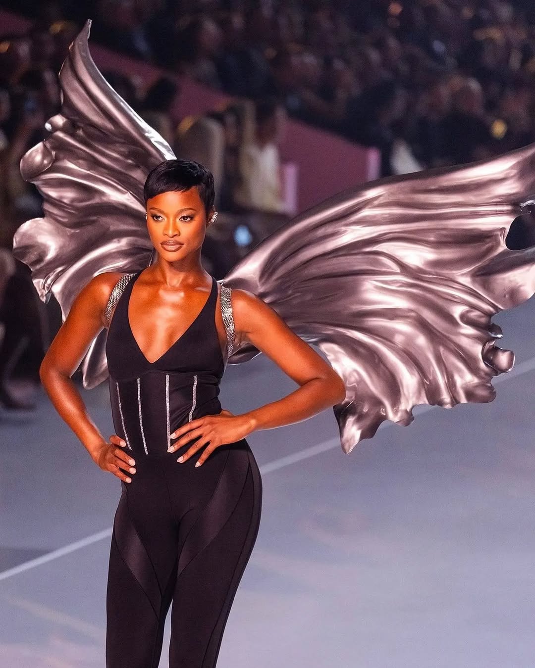 International fashion weeks –Mayowa Nicholas walking the @victoriasecret runway via @mayowanicholas on Instagram