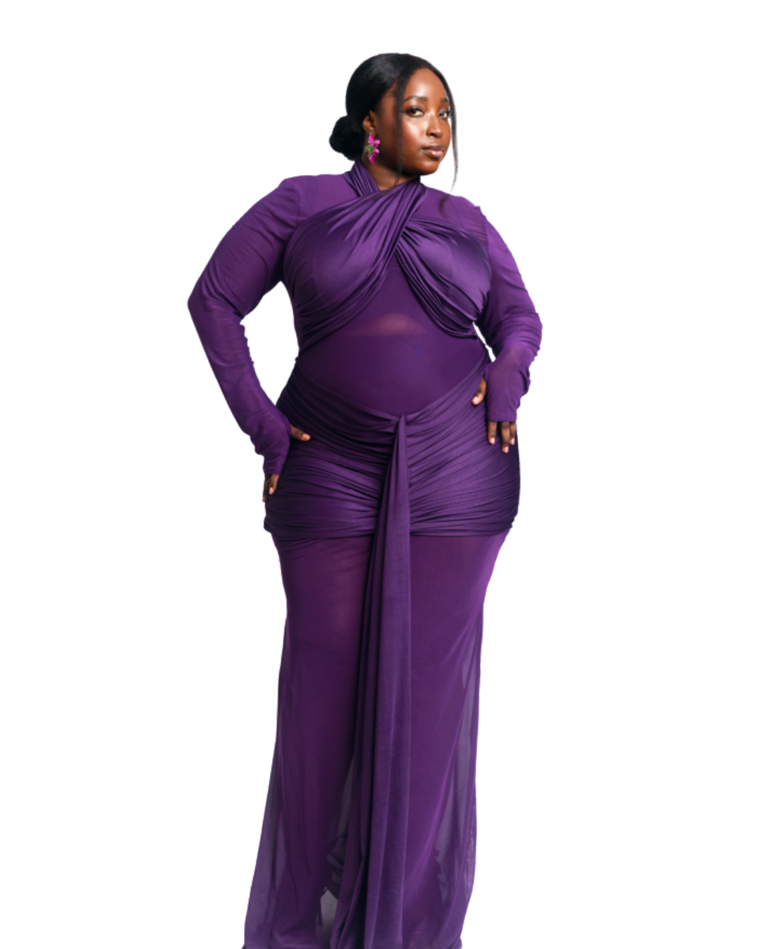 A Mermaid Dress in “Purple” by Bawsty against a white background via Bawsty.com