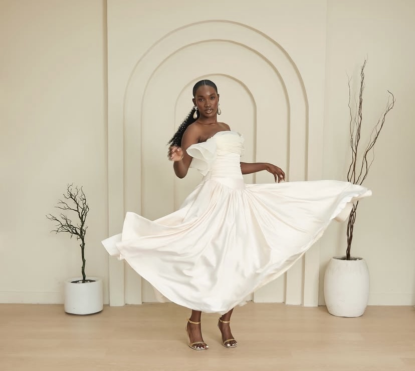 Moelle model in Gilded Grace Debra dress via @moellessentials on Instagram