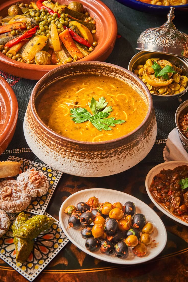 A colourful spread of Moroccan dishes via Pinterest