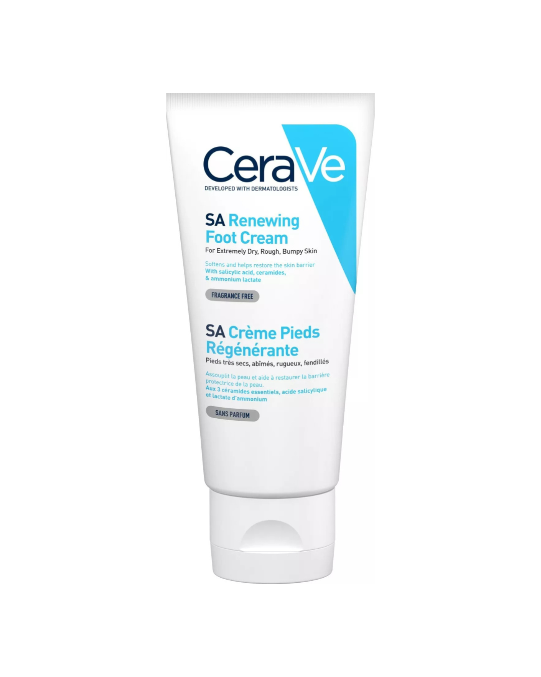 A tube of SA Renewing Foot Cream by CeraVe via nectarbeautyhub.com