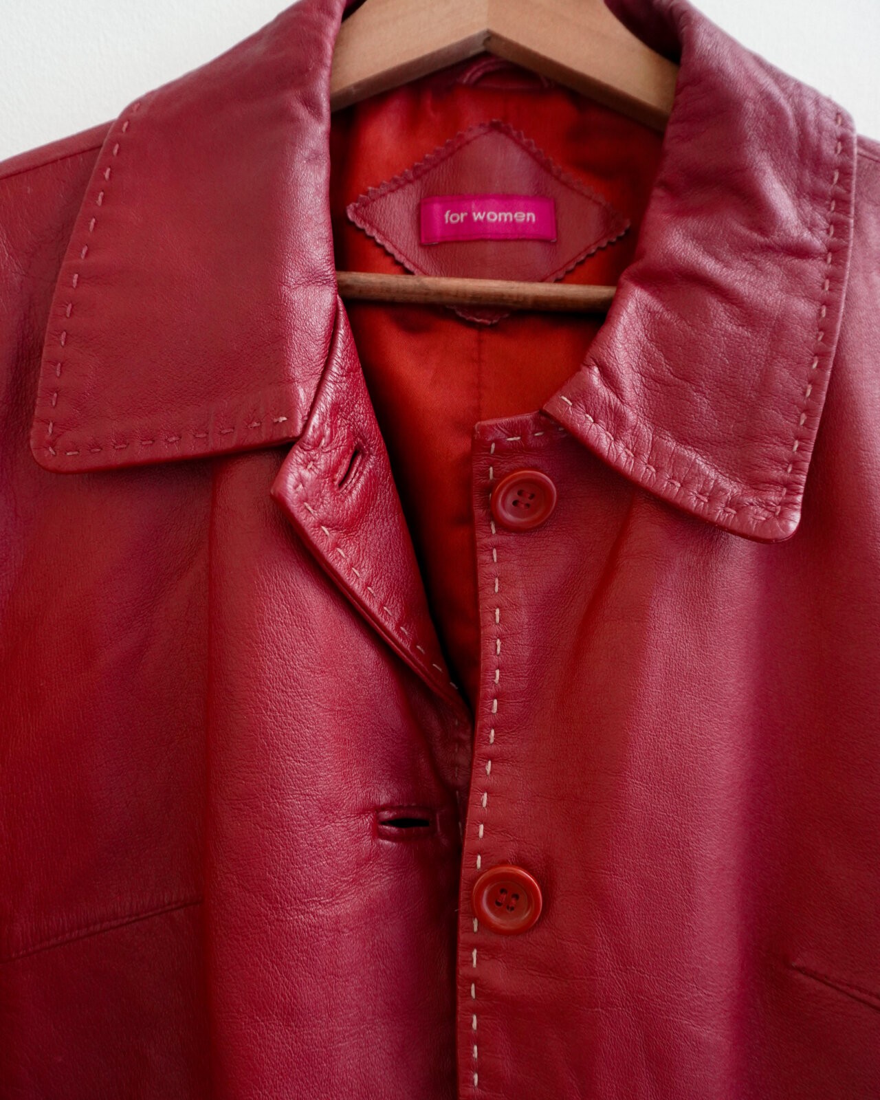 Thrift shopping abroad - Thrifted red leather jacket via Ifeoma Amadi
