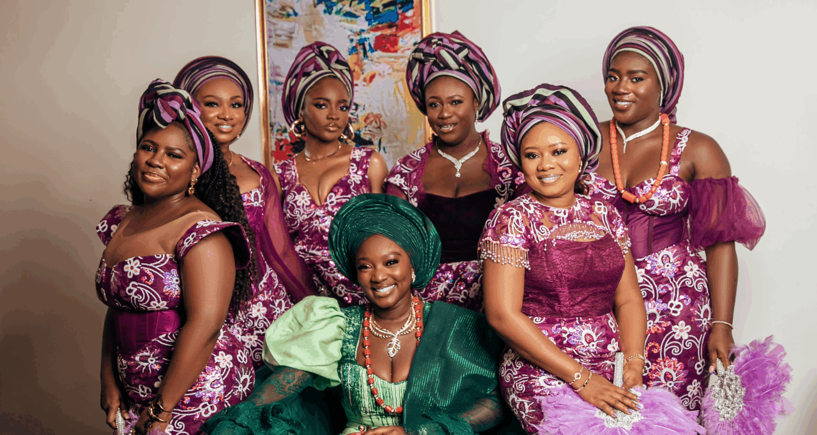 Wumi Tuase-Fosudo and her asoebi girls during her traditional wedding by Francis Lens