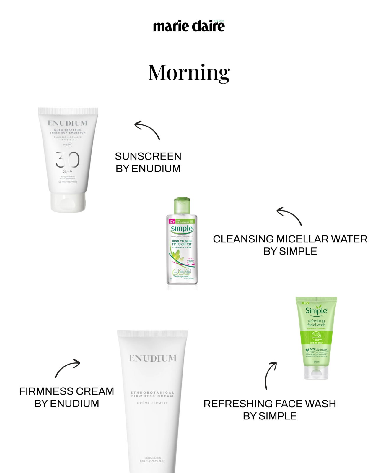 Tobi Afolabi's products for the morning phase of the extended skincare routine