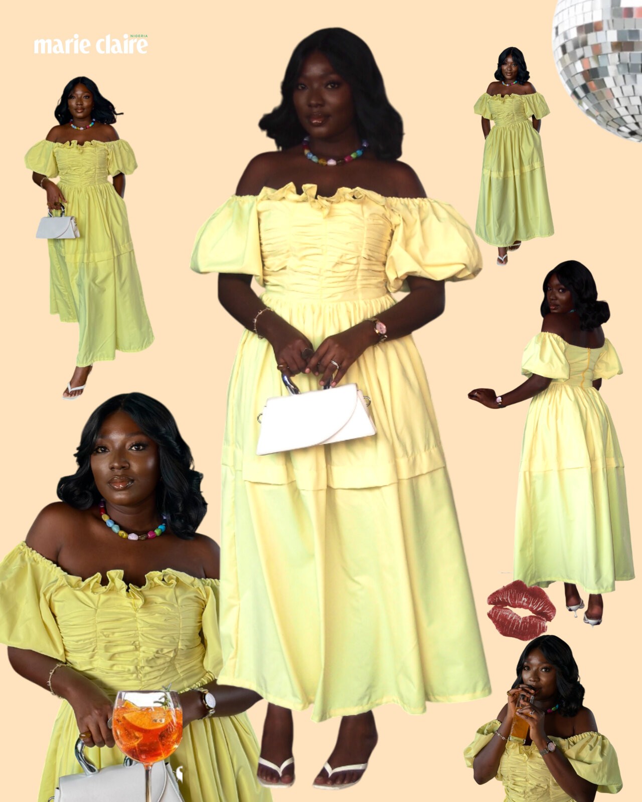 Wumi Tuase-Fosudo in the Shop Mona Celine midi dress at The Terrace Lagos