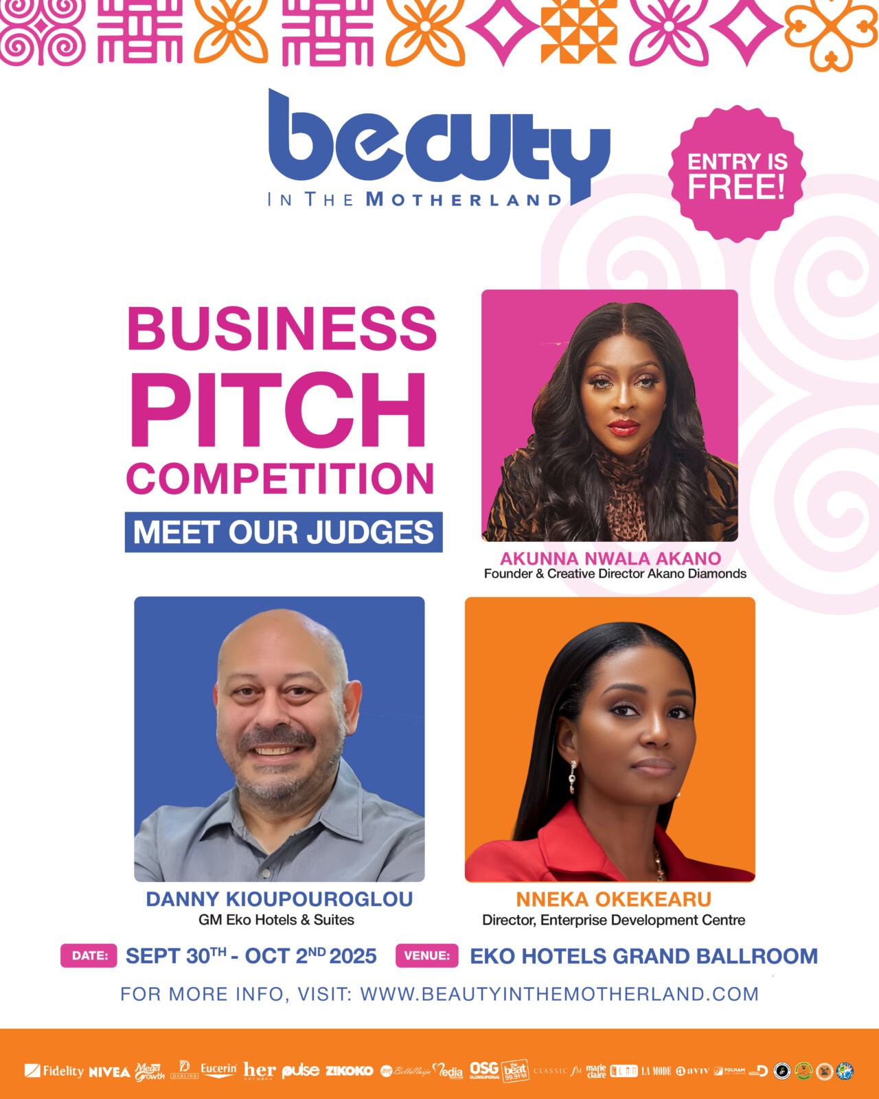 Pitch Competition Judges for Beauty in the Motherland via Beauty in the Motherland Team