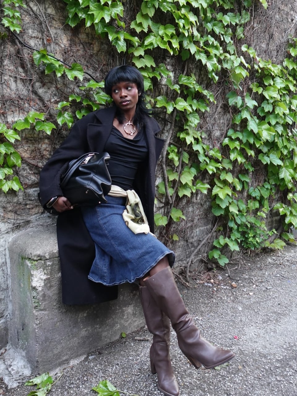 Esther with a black thrift bag