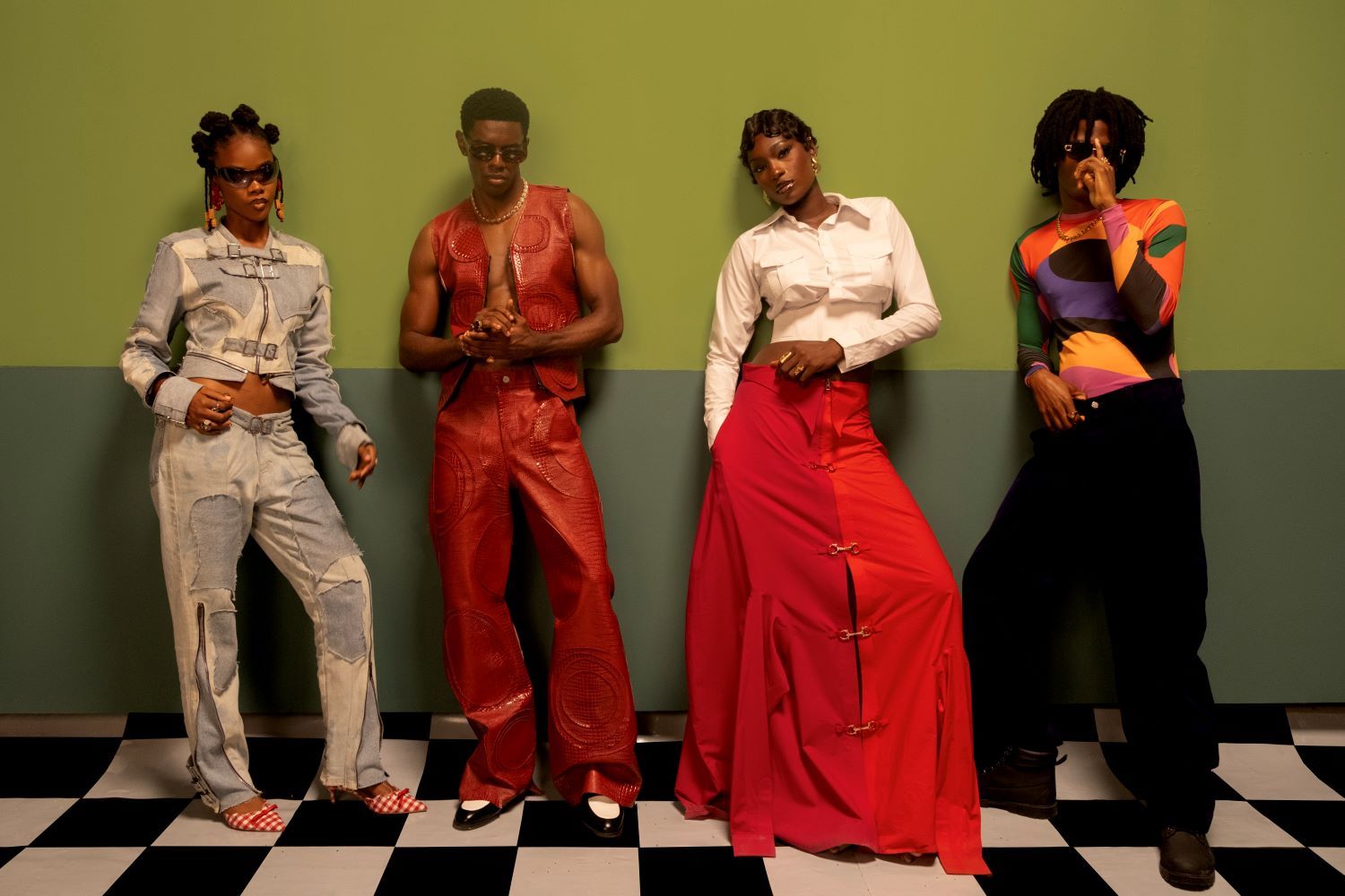 Models posing at the Afrobeats Culture in Motion by Severe Nature x Spotify