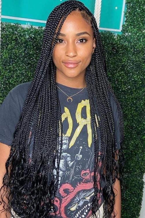  Side-part box braids