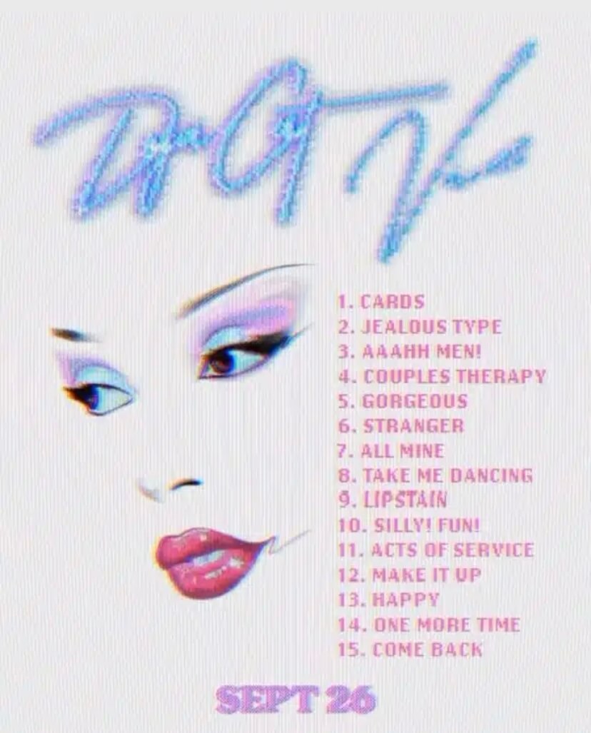 “Vie” album track list via @dojacat on Instagram