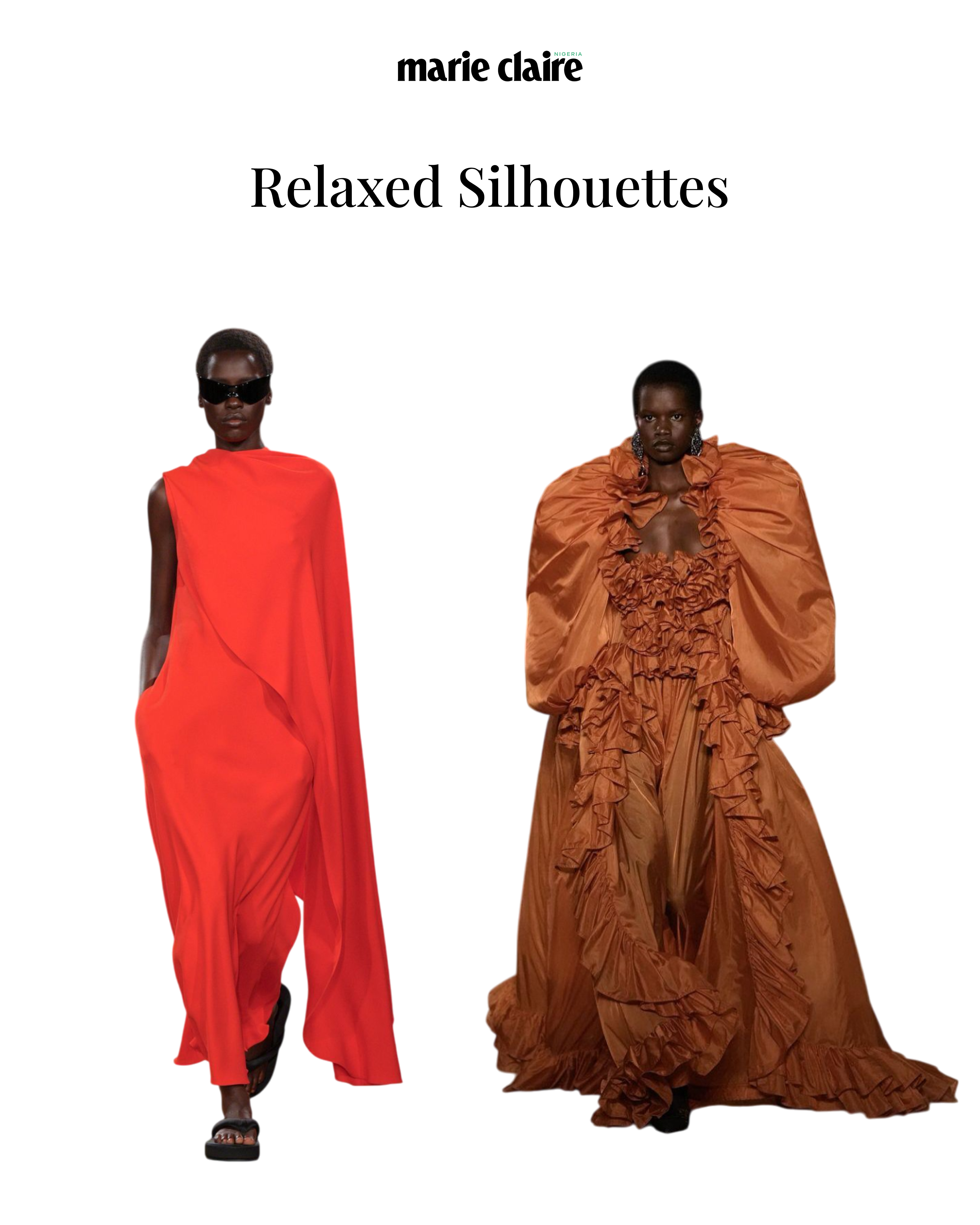 Awar Odhiang walking for Balenciaga Paris Fashion Week SS26 and Mary Ukech walking for Saint Laurent Paris Fashion Week SS26