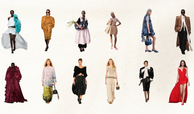 Paris Fashion Week: Stella McCartney SS26 via @fashioncloniet on X; @YouAreMyBezoar on X; Saint Laurent @bella.feoli on Instagram; Louis Vuitton SS26 via @itgirlbackup on X; GANNI SS26 via @hionfashion via X