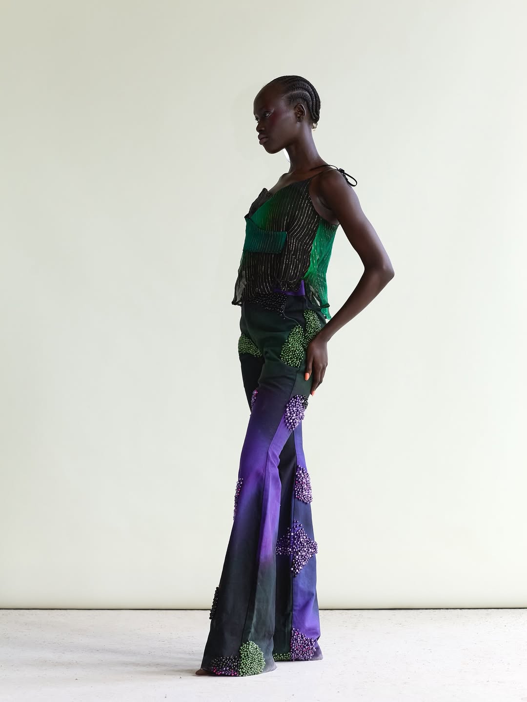 Ayup Grace in Orange Culture three patch top and hand beaded print pants