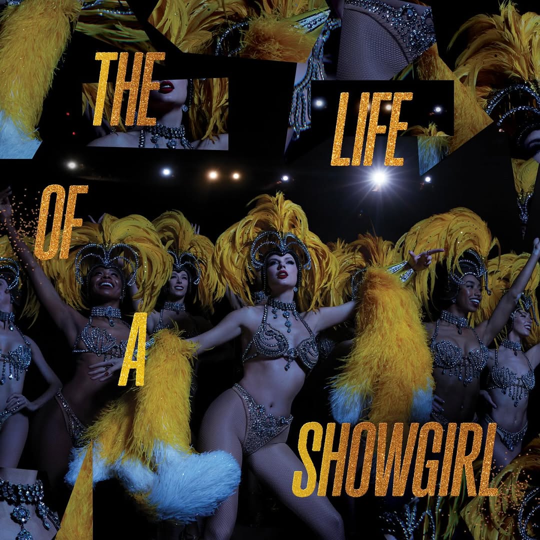 Taylor Swift’s The Life of a Showgirl: That’s show business vinyl cover.