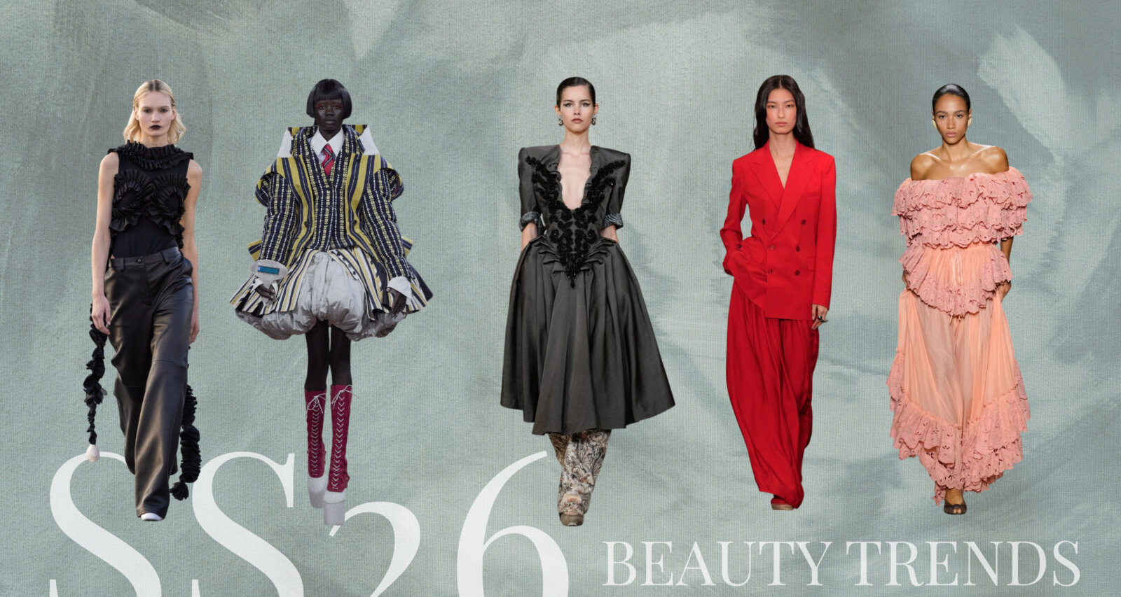 Models for Alexander Arutyunov, THOM BROWNE, Vivienne Westwood, Ralph Laren and Chloe for Fashion week SS26