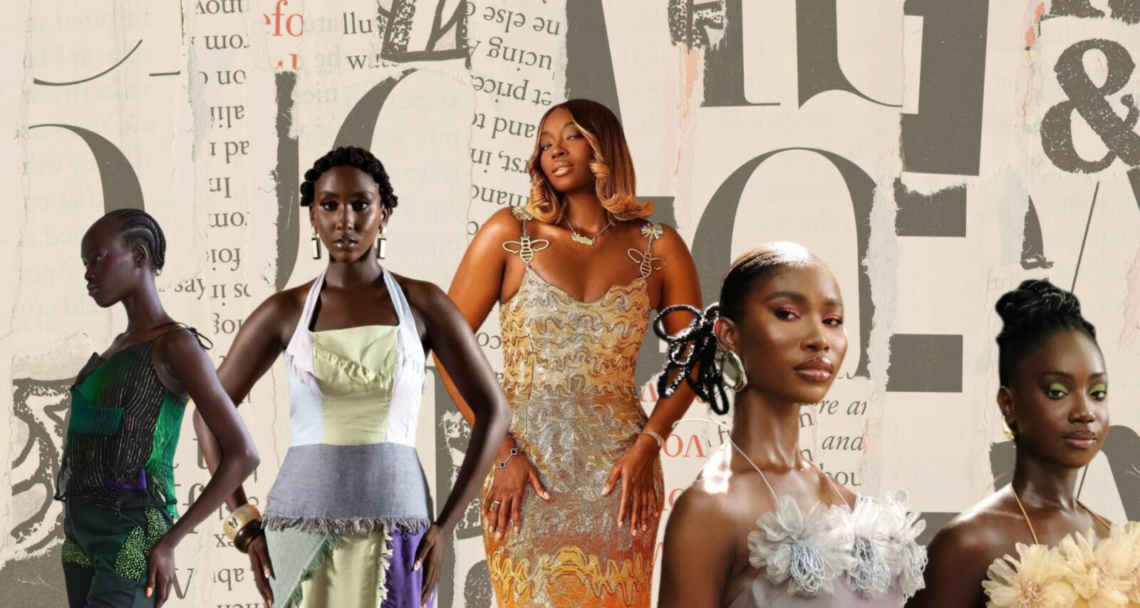 Models posing for Orange Culture, FIA, Onalaja and Desiree Iyama