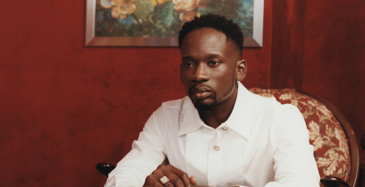 Mr Eazi “Maison Rouge” album cover art by Kamala Molnia via We Plug Good Music