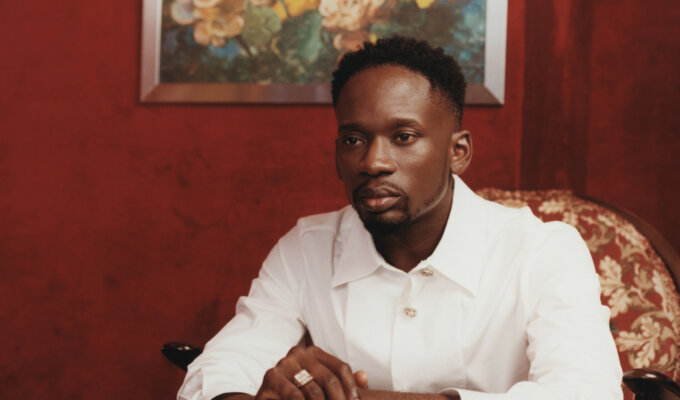 Mr Eazi “Maison Rouge” album cover art by Kamala Molnia via We Plug Good Music