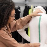 Clothing size: A tailor measuring an outfit.