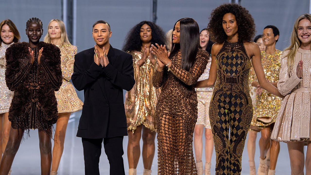 Olivier Rousteing at the end of the 2022 10th anniversary fashion show