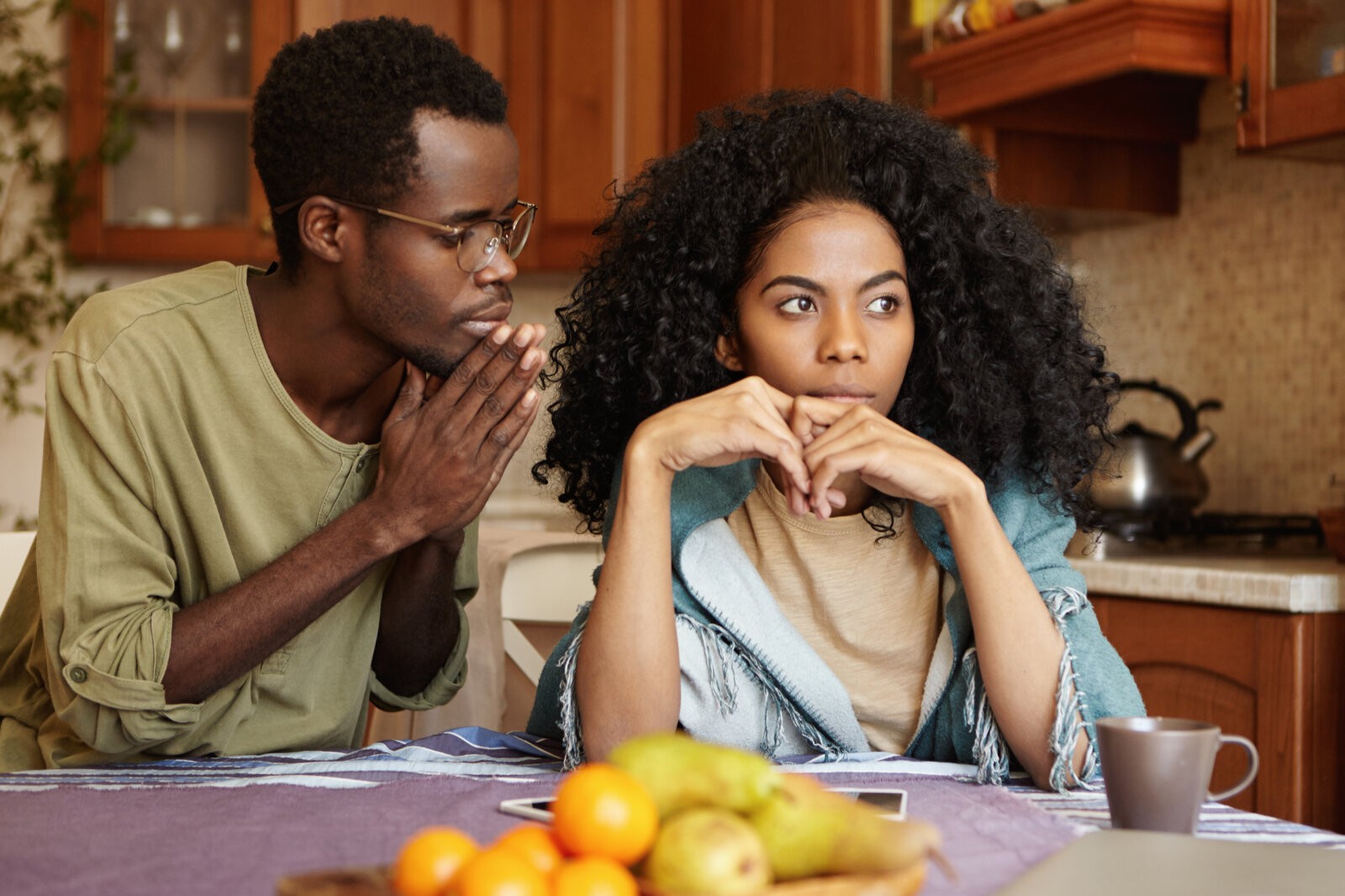 Afro-American couple going through hard times 