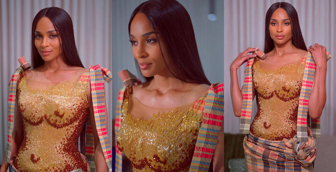 Ciara in a custom made TUBO piece via SoMe Solutions