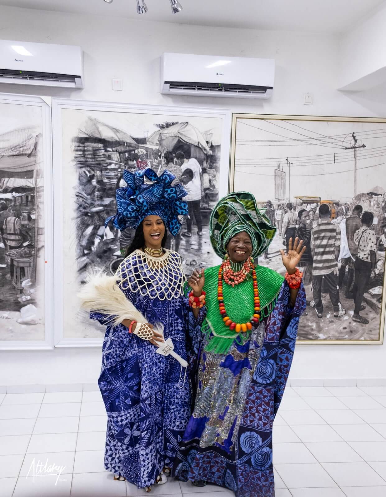 Ciara with Chief Dr. Nike- Davies Okundaye at the Nike Art Gallery