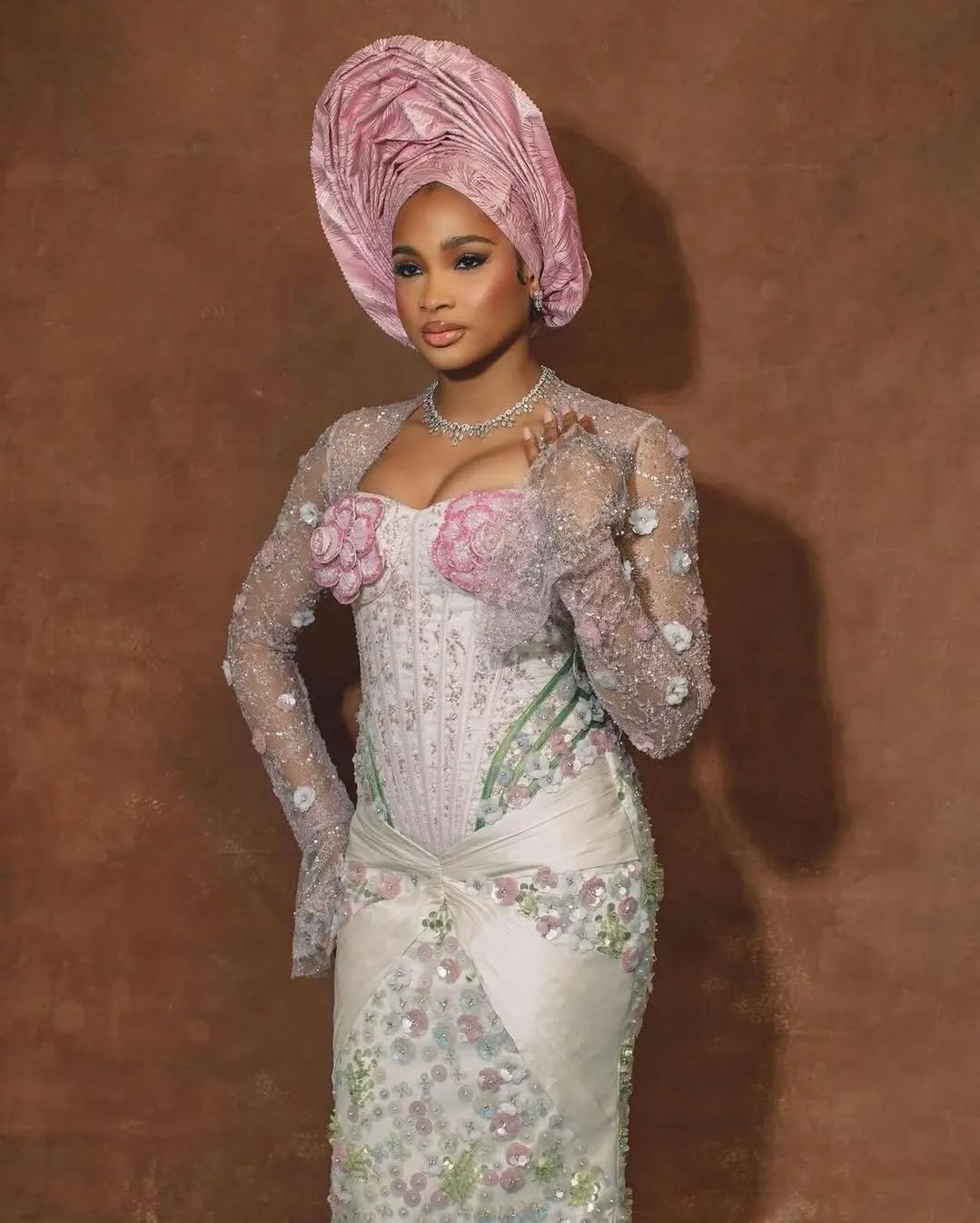 Mrs Ash in her custom Mazelle bridal traditional wedding look 