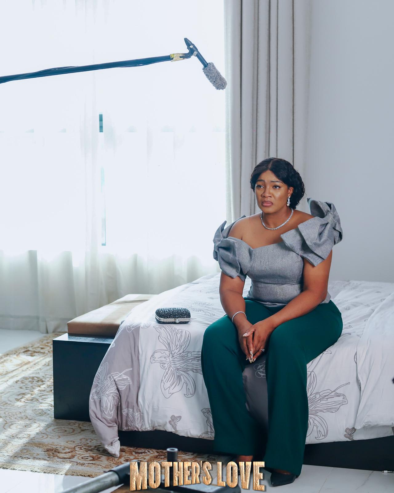 Portrait of Omotola Jalade-Ekeinde on set of “Mother’s Love” via “Mother’s Love”