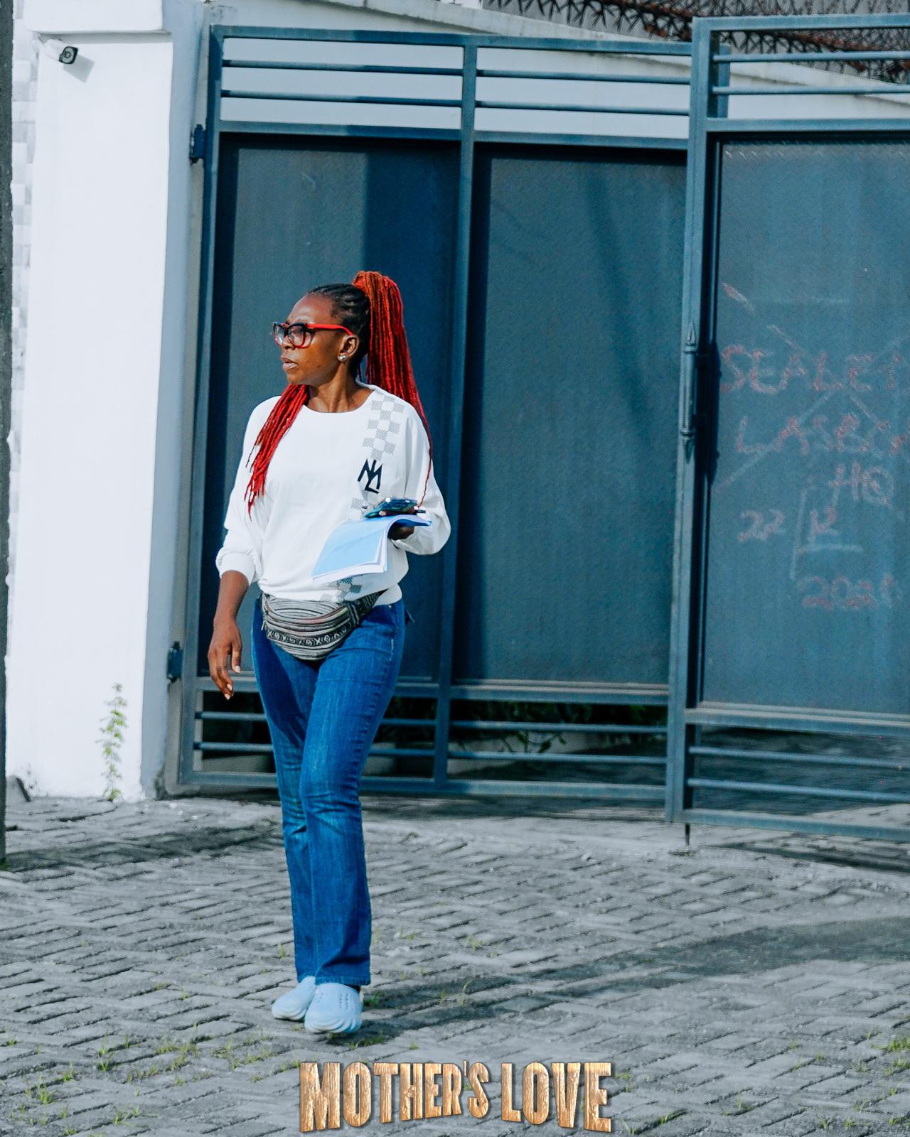 Portrait of Tyna Obahiagbon on set of “Mother’s Love” via “Mother’s Love”