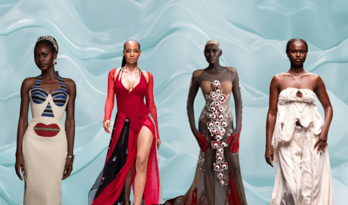 Looks from Hertunba, Ajanéé, Weiz Dhurm Franklyn, and PETTRE TAYLOR via @lagosfashionweekofficial, @weizdhurmfranklyn via Instagram