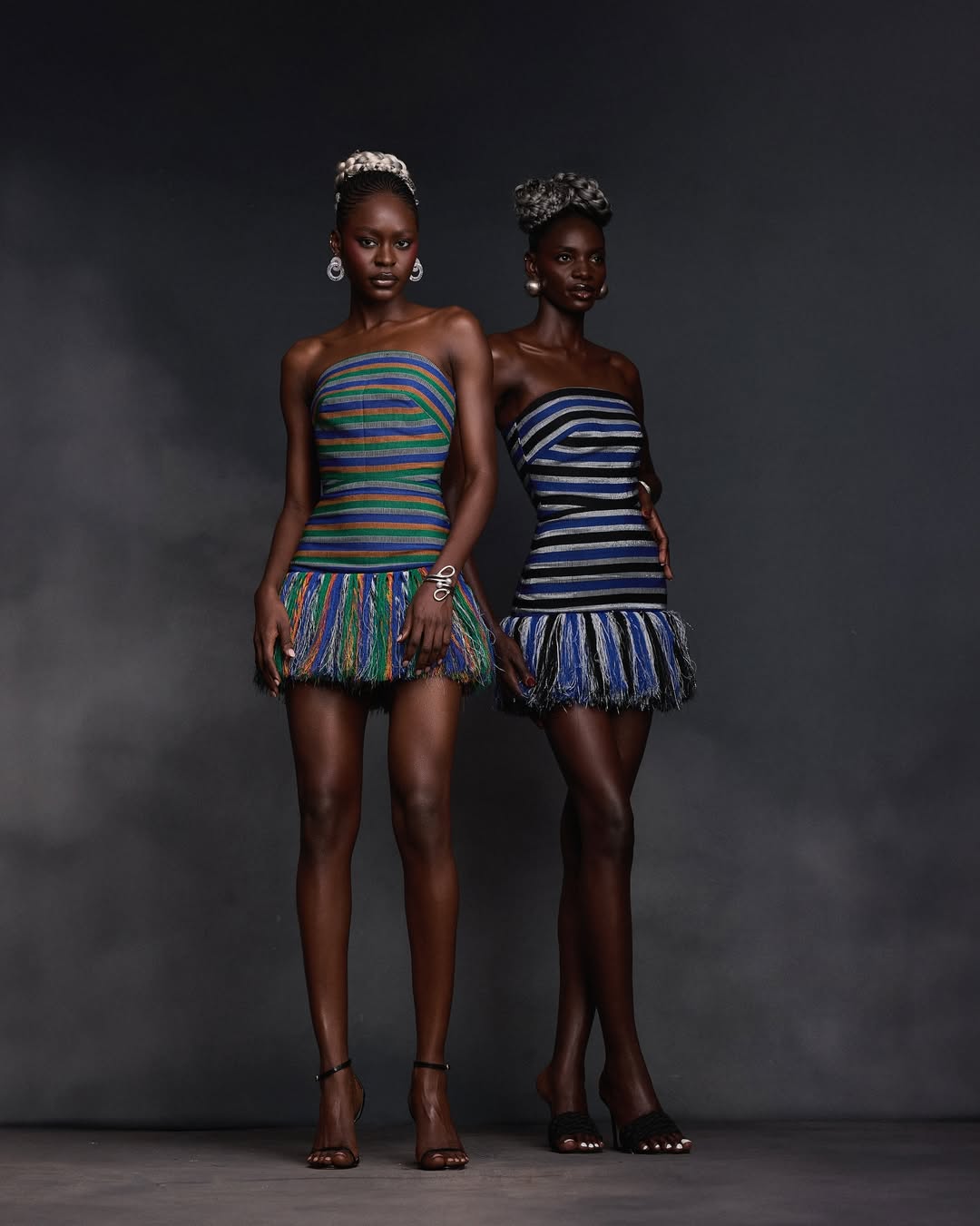 Mara Dress (BlueSilver & GreenBlue) drop waist 