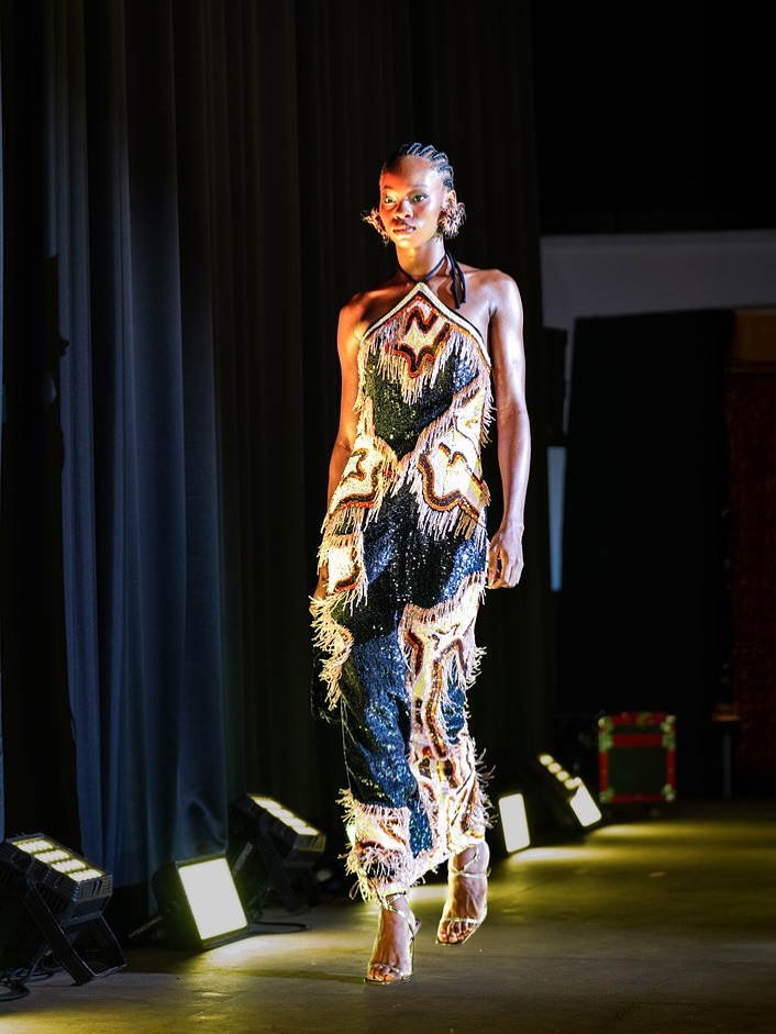 Onalaja model in cornrows on the runway