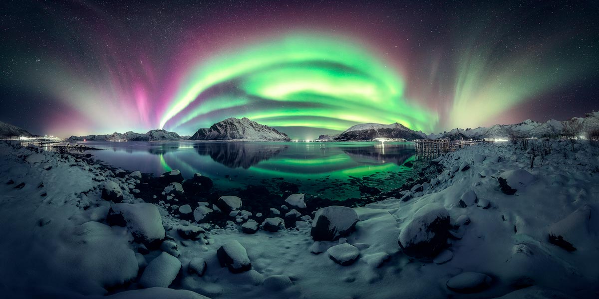 aurora boreale durante viaggio fotografico alle lofoten